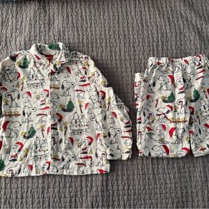 Pottery Barn Kids snoopy peanuts Holiday Pajama Set - flannel